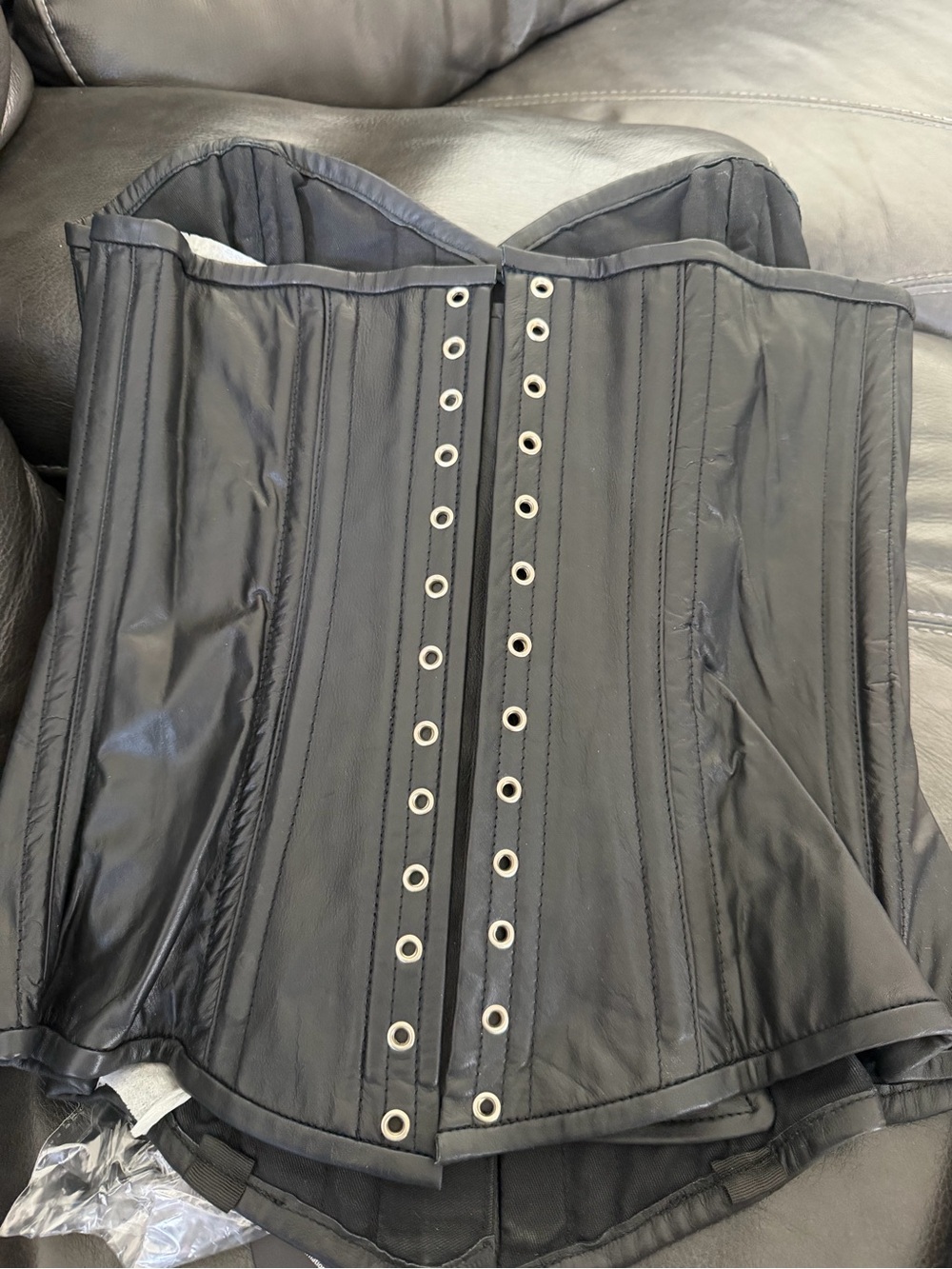 Black Waist Corset with Front Busk Closure